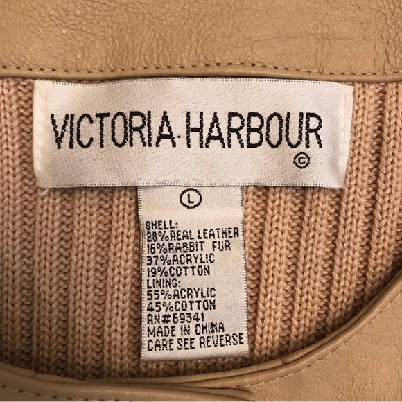 Victoria Harbour Leather Rabbit Sweater Vest Womens Size Large Tan Beige Cotton - Picture 8 of 8
